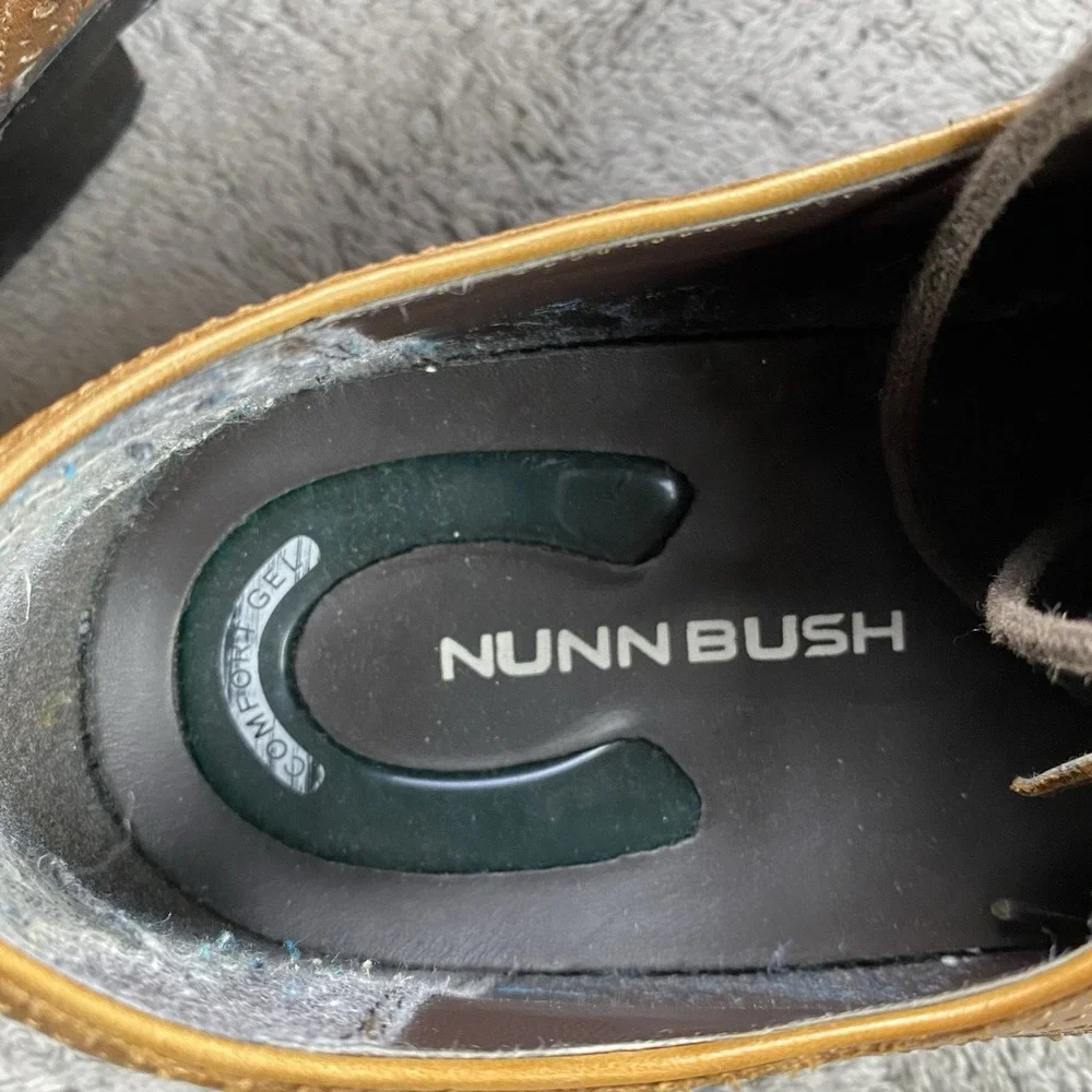 Nunn Bush Brown Leather Oxford Dress Shoes‎ Mens Size 10.5 M Comfort Gel